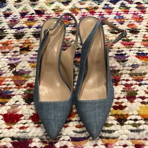 J. Crew Blue Denim Fabric Heel